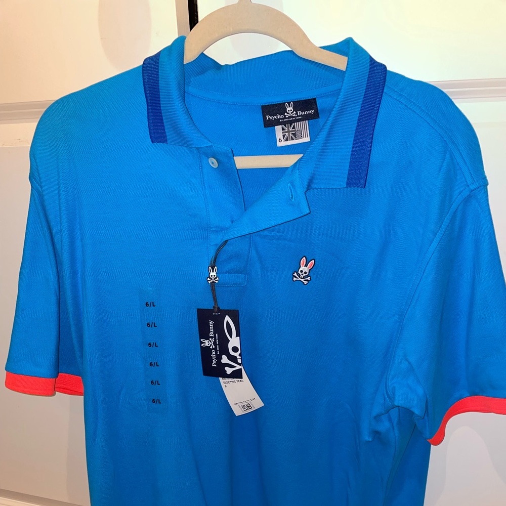 Psycho Bunny Royal Blue/pink Polo Shirt